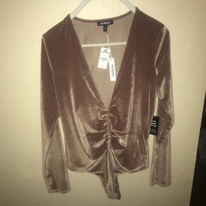 Velvet long sleeve bodysuit